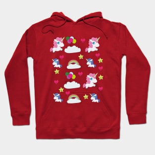 Cute unicorns, clouds, stars and hearts Hoodie